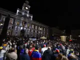 Un momento de la manifestación convocada en Madrid para apoyar al candidato opositor Edmundo González como presidente electo de Venezuela, este jueves, en vísperas de la toma de posesión presidencial en Caracas.