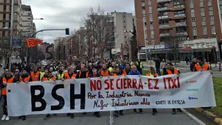 Manifestación en Pamplona en contra del cierre de la planta de BSH en Esquíroz.