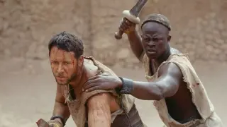 Russell Crowe y Djimon Hounsou como Máximo y Juba en 'Gladiator'