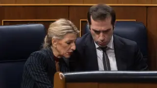 La vicepresidenta segunda y ministra de Trabajo, Yolanda Díaz y el ministro de Economía, Carlos Cuerpo