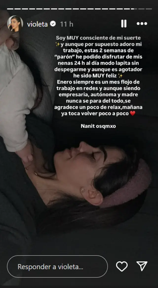 Violeta Mangriñán, a través de 'stories'.